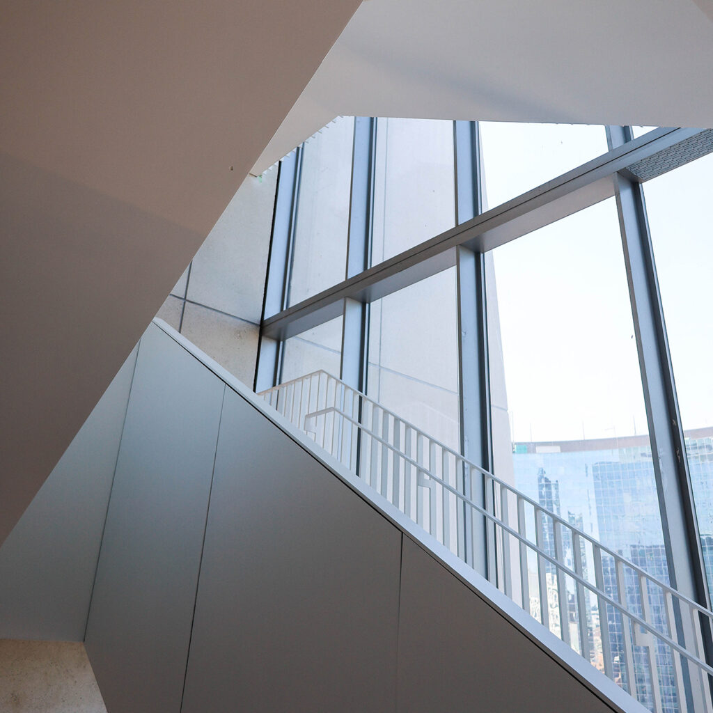 West tower interior stairs and window